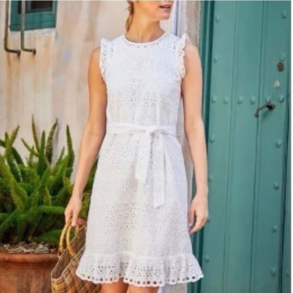 J. McLaughlin White Eyelet Zita Midi Dress